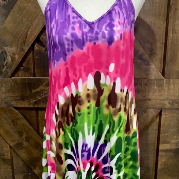 Purple and Green Tie Dye Maxi Dress NWT - Picture 2 of 15